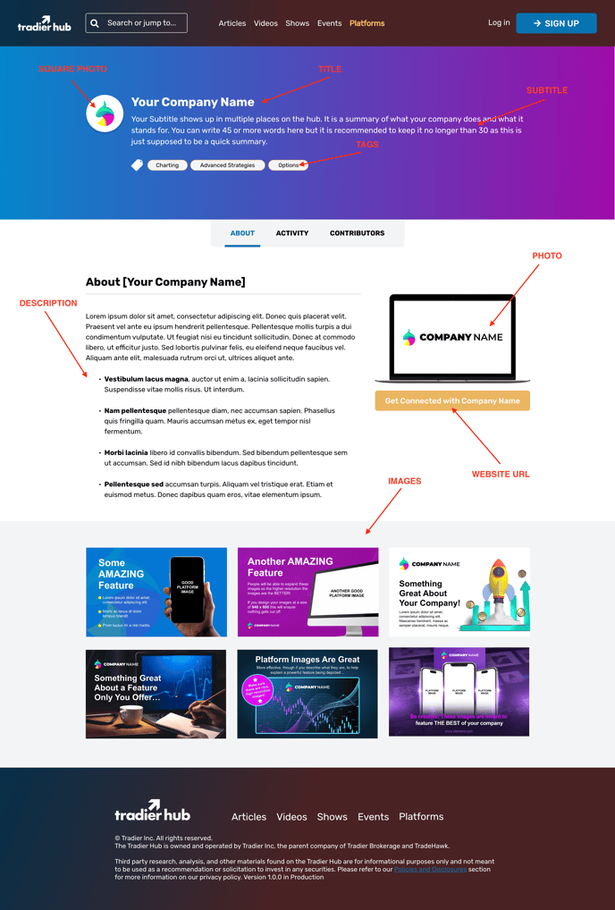 Platform Profile Page